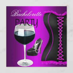 Junggeselinnen-Abschied Cocktails Magenta Black Co Einladung