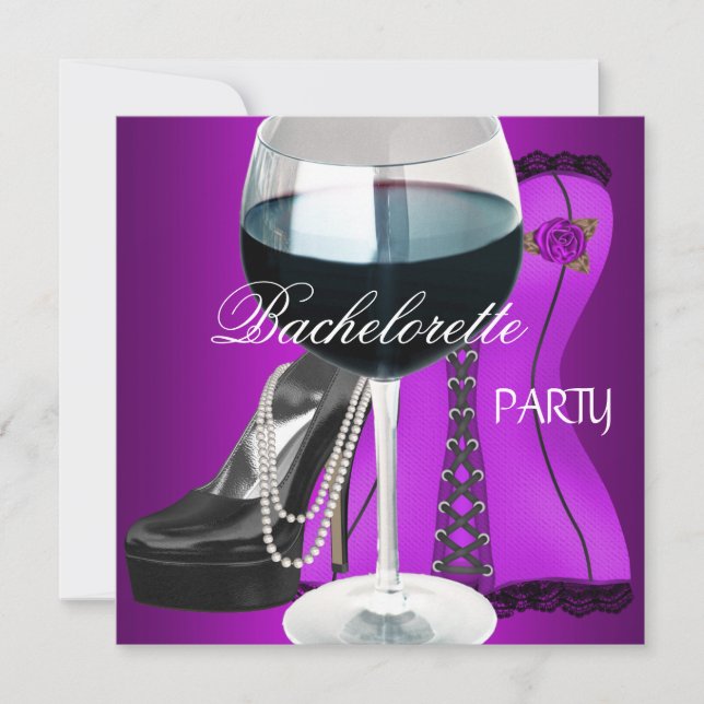 Junggeselinnen-Abschied Cocktails Magenta Black Co Einladung (Vorderseite)