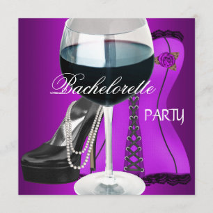 Junggeselinnen-Abschied Cocktails Magenta Black Co Einladung