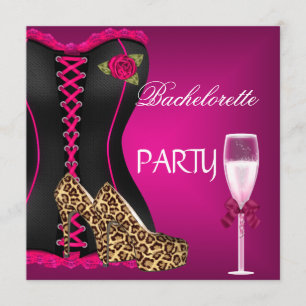 Junggeselinnen-Abschied Corset Black Pink Shoes Einladung