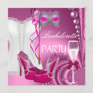 Junggeselinnen-Abschied Corset Pink Shows Maske Einladung