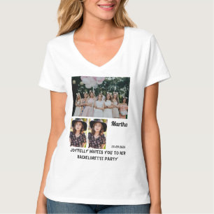 Junggeselinnen-Abschied custom 3 Foto Collage T -  T-Shirt