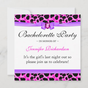 Junggeselinnen-Abschied Funky Diva Leopard Rosa Einladung