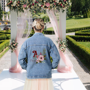 Junggeselinnen-Abschied für antikes Floral Jeansjacke