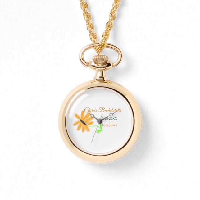 Junggeselinnen-Abschied geben Datum der Sonnenblum Armbanduhr (Vorderseite)