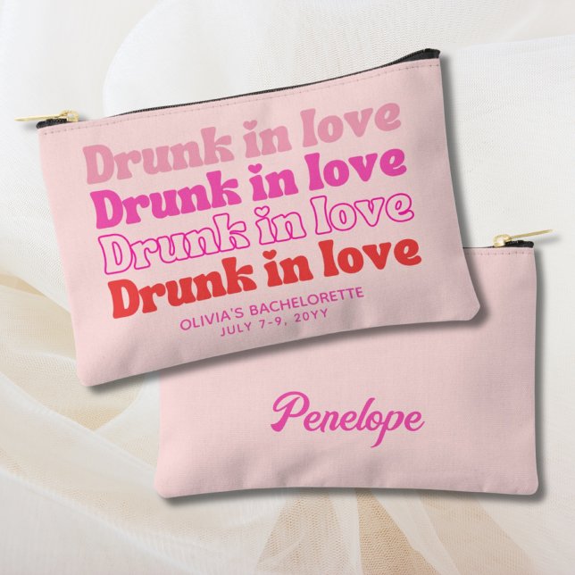 Junggeselinnen-Abschied Gefallen Personalisiertes  Zubehörtasche (Bachelorette Party Favor Personalized Pink Makeup Accessory Pouch
)