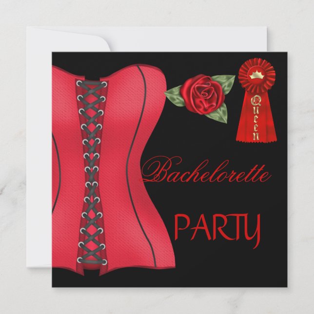 Junggeselinnen-Abschied Gold Black Red Corset 3 Einladung (Vorderseite)