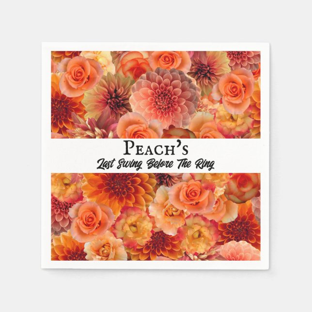 Junggeselinnen-Abschied Golf Brautparty Peach Oran Serviette (Vorderseite)