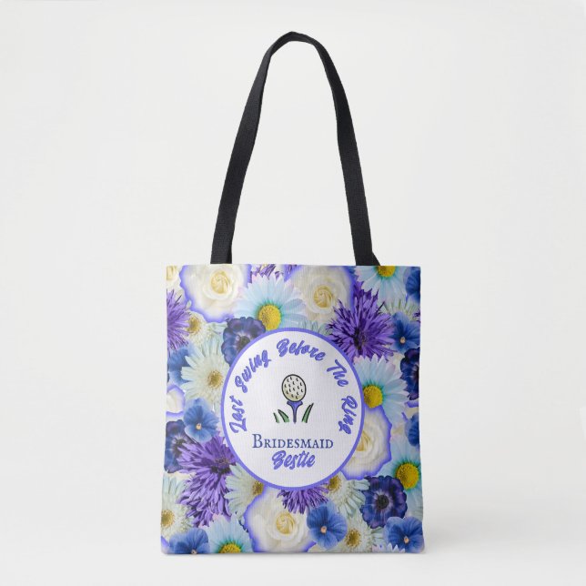 Junggeselinnen-Abschied Golfing Blau und Weiße Blu Tasche (Vorderseite)