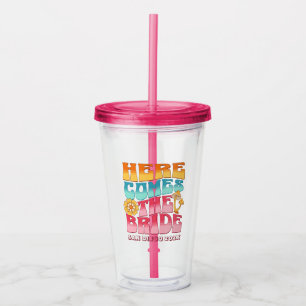 Junggeselinnen-Abschied Groovy Retro Wavy Text Bri Acryltrinkbecher