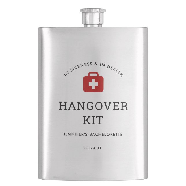 Junggeselinnen-Abschied Hangover Kit Flachmann (Vorderseite)
