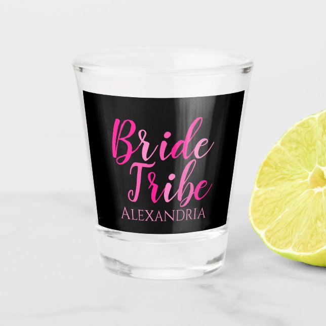Junggeselinnen-Abschied Heiß rosa Schwarz Schnapsglas (Vorderseite)