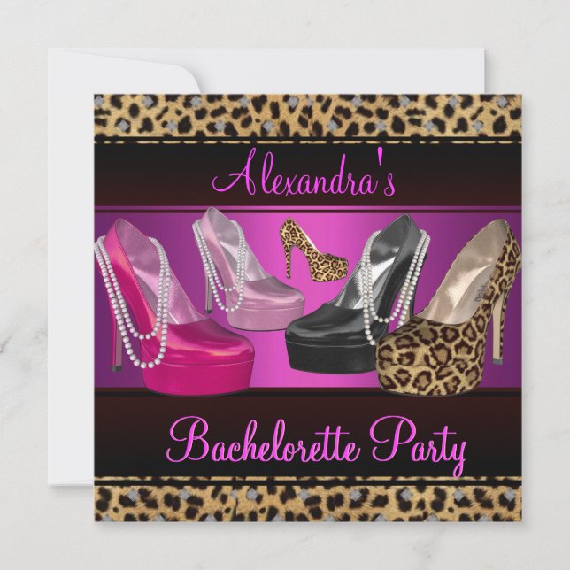 Junggeselinnen-Abschied Hi Heel Shoes Bright Pink Einladung (Vorderseite)