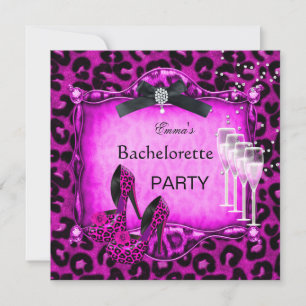 Junggeselinnen-Abschied Hot Pink Leopard Black Sho Einladung