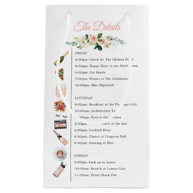 Junggeselinnen-Abschied Itinerary Gevor Bag Kleine Geschenktüte (Vorderseite)