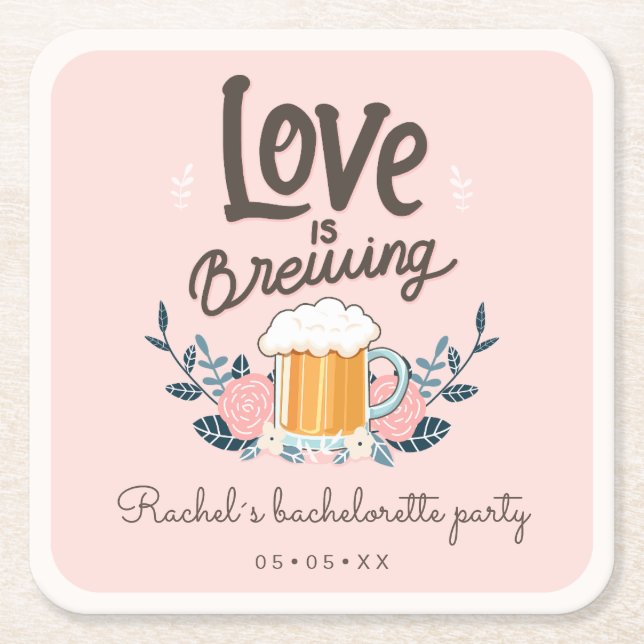 Junggeselinnen-Abschied Liebe braut Rechteckiger Pappuntersetzer (Vorderseite)