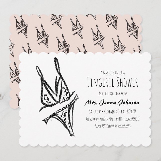Junggeselinnen-Abschied Lingerie Brautparty Lace Einladung (Vorne/Hinten)