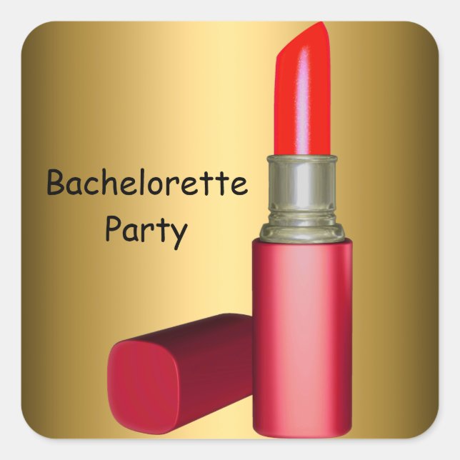 Junggeselinnen-Abschied LipStick Hochzeit Bachelor Quadratischer Aufkleber (Vorderseite)
