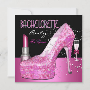 Junggeselinnen-Abschied Lipstick Pink Shoes Einladung