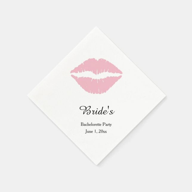 Junggeselinnen-Abschied mit blass rosa Lipstick Serviette (Ecke)