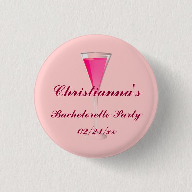 "Junggeselinnen-Abschied" - mit Champagne-Flöte Button (Vorderseite)