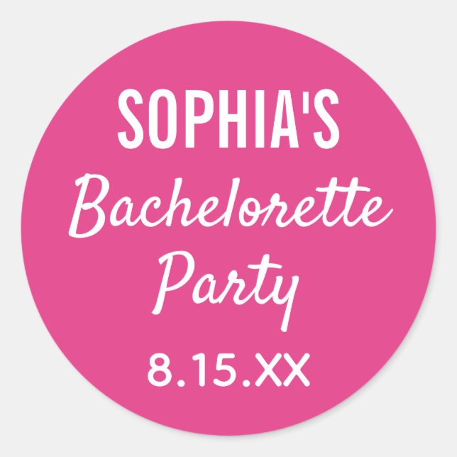 Junggeselinnen-Abschied Moderne Typografie Pink We Runder Aufkleber (Vorderseite)