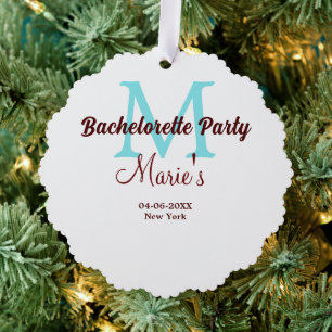 Junggeselinnen-Abschied Monogramm Name Datum angeb Ornament Karte
