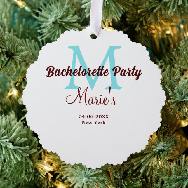 Junggeselinnen-Abschied Monogramm Name Datum angeb Ornament Karte (Insitu (Baum))