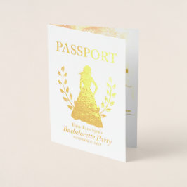 Junggeselinnen-Abschied Pass Goldfolie Folienkarte
