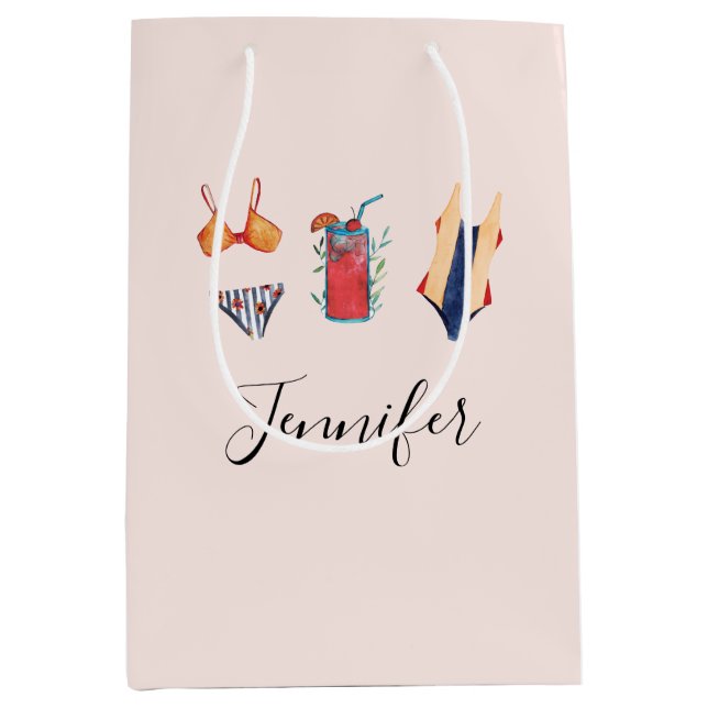 Junggeselinnen-Abschied Personalisierte Geschenkta Mittlere Geschenktüte (Vorderseite)