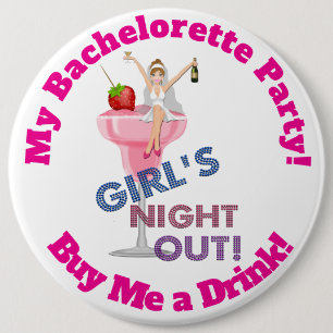 Junggeselinnen-Abschied Pinback Button, 6 HUGE Button