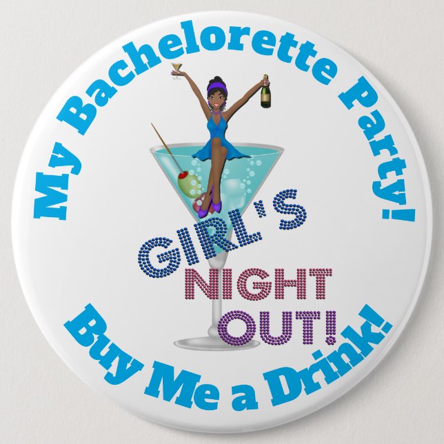 Junggeselinnen-Abschied Pinback Button, 6 HUGE Button (Vorderseite)