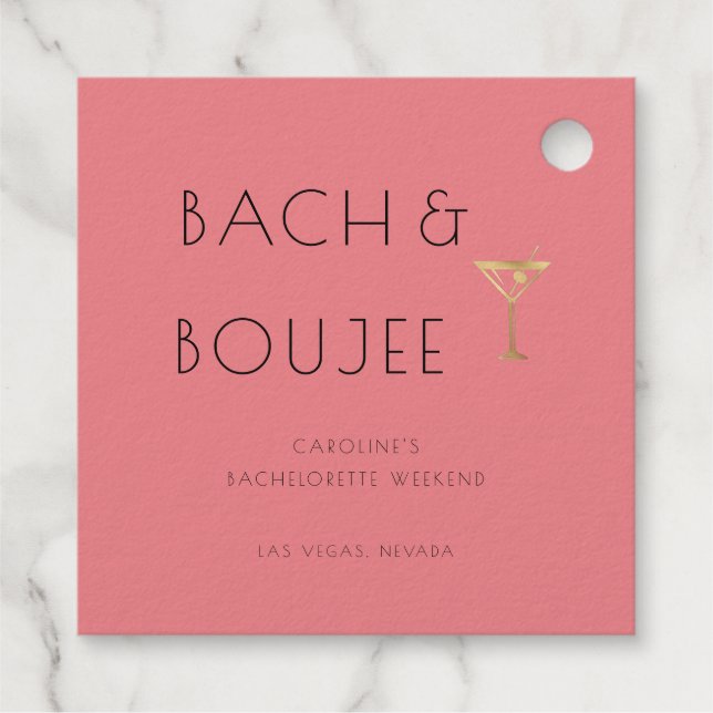 Junggeselinnen-Abschied Pink Bach und Boujee Geschenkanhänger (Rückseite)