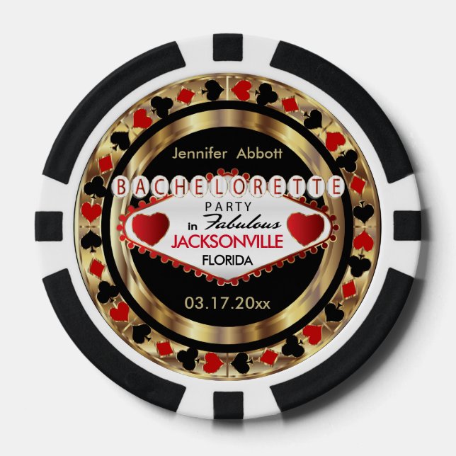 Junggeselinnen-Abschied Red Poke Chips-DIY Stadt & Pokerchips (Vorderseite)