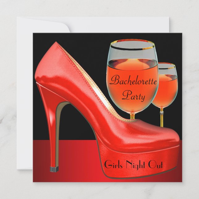 Junggeselinnen-Abschied Red Shoes Hi Heelses Weing Einladung (Vorderseite)