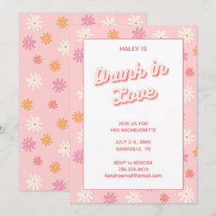 Junggeselinnen-Abschied Retro Pink Daisy Betrunken Einladung