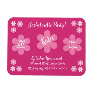 Junggeselinnen-Abschied - Rosa Blume Glam- Magnet