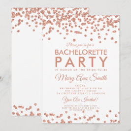 Junggeselinnen-Abschied Rose Gold Glitzer Confetti Einladung