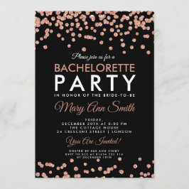Junggeselinnen-Abschied Rose Gold Glitzer Confetti Einladung