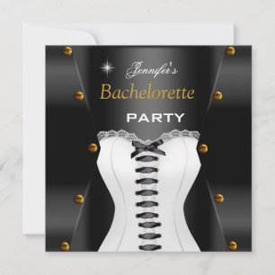 Junggeselinnen-Abschied Schwarz-weiß Corset Gold S Einladung