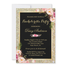 Junggeselinnen-Abschied Shiny Gold Glitzern Floral