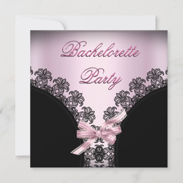 Junggeselinnen-Abschied Soft Pink Black Lace Einladung (Vorderseite)