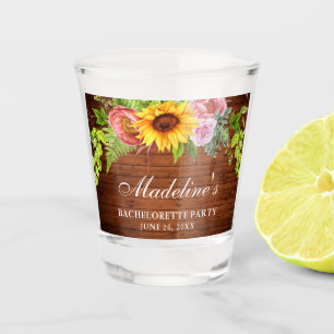 Junggeselinnen-Abschied Sonnenblumenholz Schnapsglas
