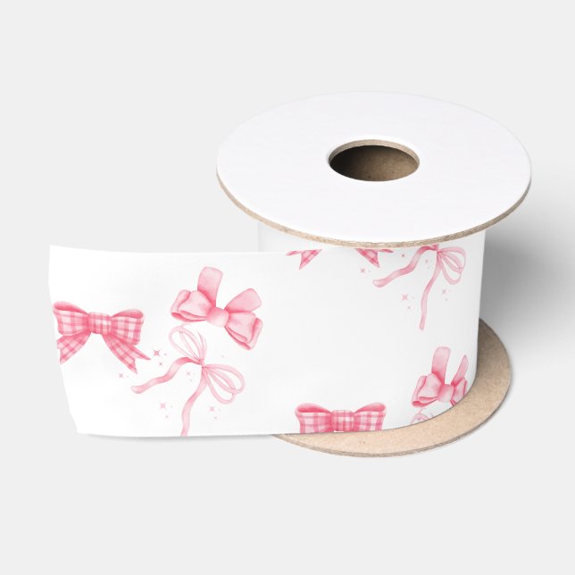 Junggeselinnen-Abschied "Watercolor Pink Bow" Satinband (Spule)
