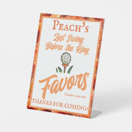 Junggeselinnen-Abschied Wedding Golfing Peach Oran Sockelschild