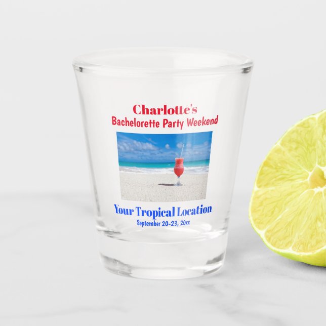 Junggeselinnen-Abschied Weekend Tropical Beach Tri Schnapsglas (Vorderseite)