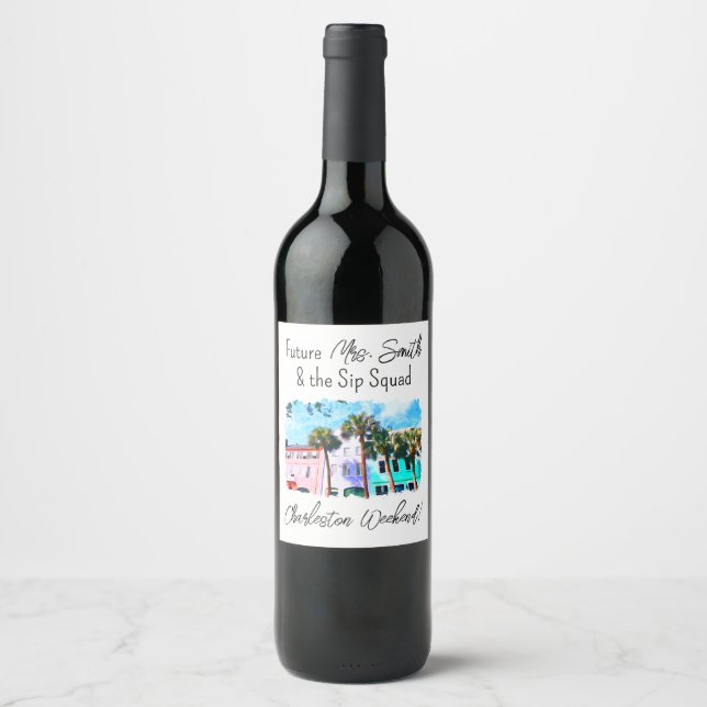 Junggeselinnen-Abschied Weinkarte - Charleston Wee Weinetikett (Vorderseite)