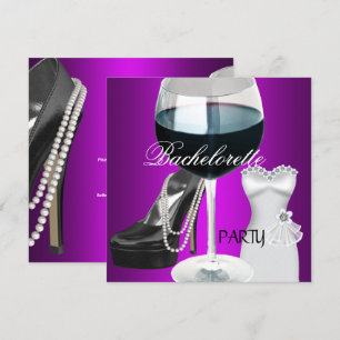 Junggeselinnen-Abschied Wine Magenta Schwarzes Kle Einladung