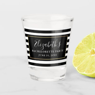 Junggeselinnen-Abschieds-Schwarzweiss-Streifen Schnapsglas