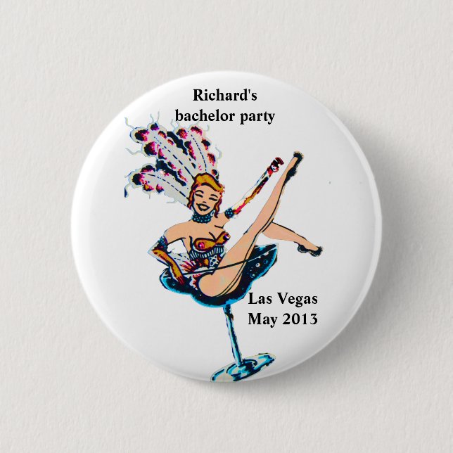Junggeselle-Party namebadge Vegas-Kasino-Thema Button (Vorderseite)